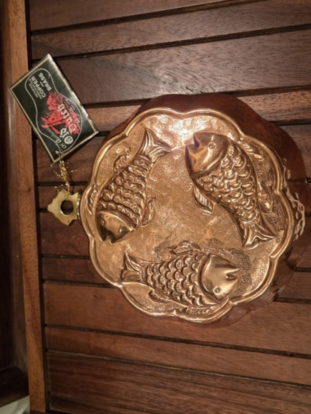 NFS TRADE $35 Vintage Copper Fish Pan Wall Hanging 8" - Picture 4 of 4